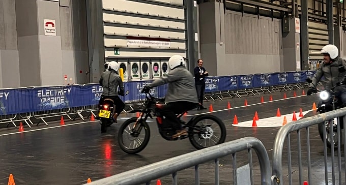 MECR-X e-motorbike with Storm powertrain gets tested by Motorcycle Live visitors in the UK