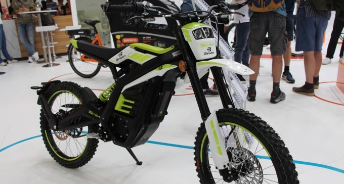 The SWM e-motorbike equipped with T&D's off-road Storm FE02 powertrain